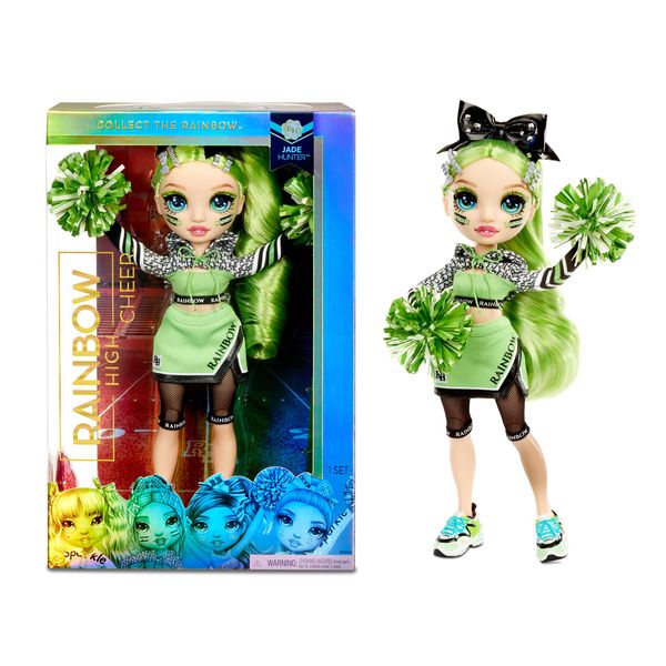 Rainbow High Cheer Jade Hunter – Green Cheerleader Fashion Doll with 2 Pom Poms and Doll Accessories, Great Gift for Kids 6-12 Years Old