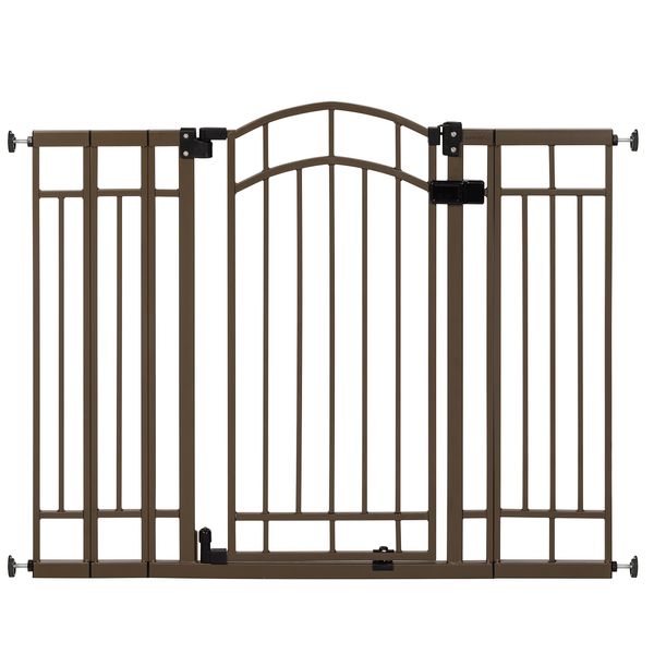 Summer Multi-Use Decorative Extra Tall Safety Pet and Baby Gate, 28.5"-48" Wide, 36" Tall, Pressure or Hardware Mounted, Install on Wall or Banister in Doorway or Stairway, Auto Close Door - Bronze