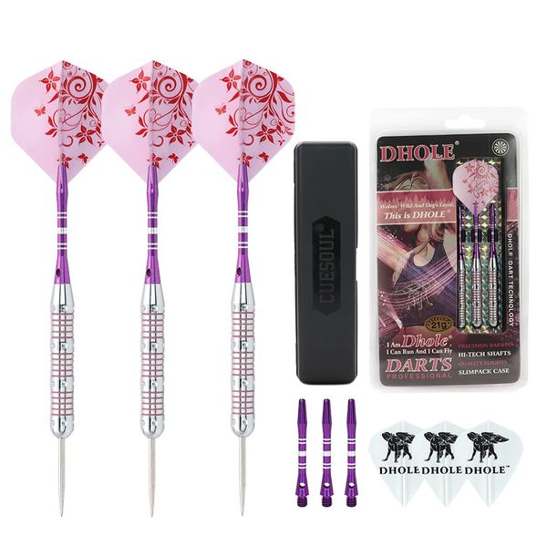 CUESOUL Pink Ladies 21 Grams Steel Tip Darts with 2 Different Sets Aluminum Shafts (C.FB.DHOL-F1207)