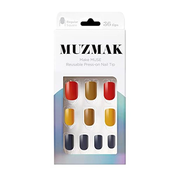 [MUZMAK Jelly Palette] - Regular Square - 36 Pieces Nail Tips False Nails Nail File Prep Pad Wood Sticks
