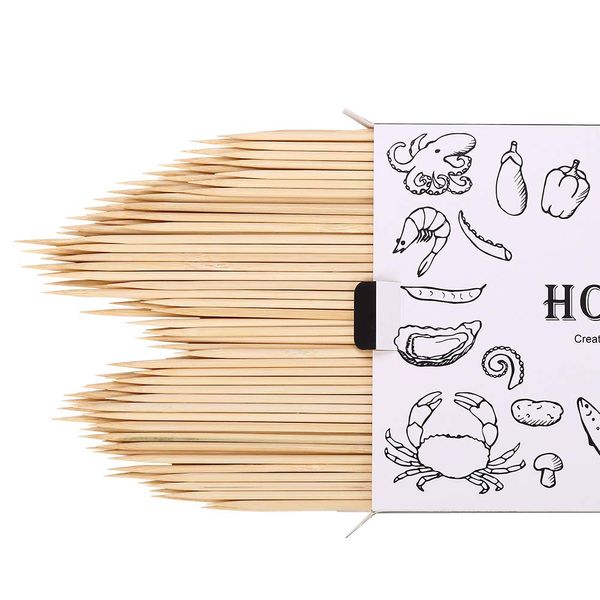 HOSSIAN 150pcs 10inch Φ4mm Natural Bamboo Skewers -Skewers for Appetizers-Caramel Apple Sticks,Crafting and Cocktails (25CM)