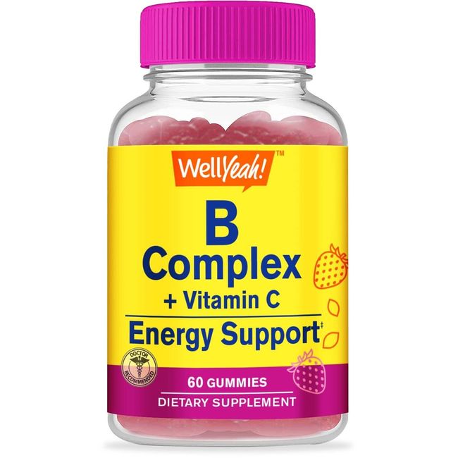 WellYeah Vitamin B Complex Gummies -With Vitamin C, Niacin - 60 Gummies