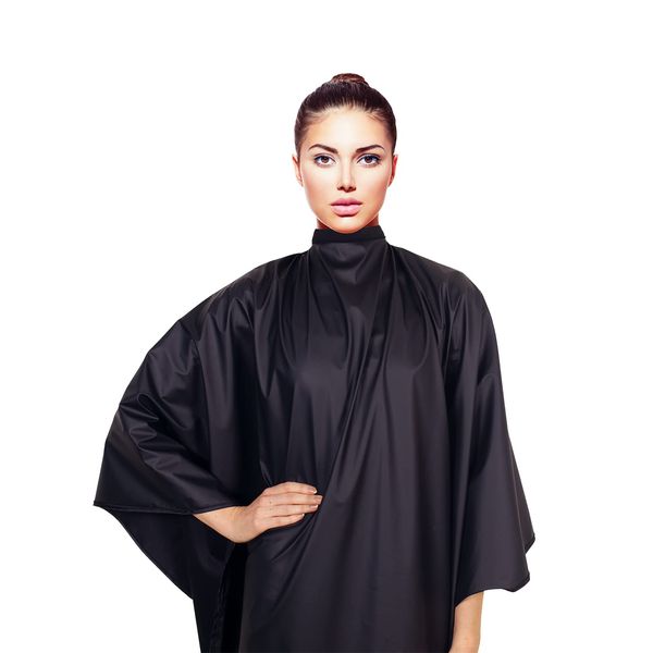 Cricket NeoSupreme All Purpose Hairstylist Cape for Clients Adults, Metal Snap Neck Closure Haircut Hair Color Cape, Black