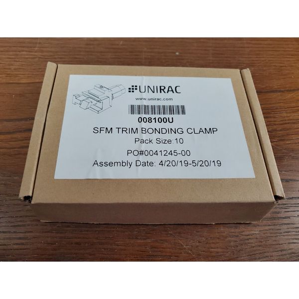 UNIRAC 008100U SFM Trim Bonding Clamp Set of 10