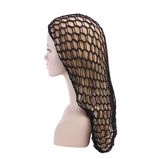 ccHuDE Long Sleeping Hair Net Mesh Crochet Hair Cap Knitted Hair Snood Crocheted Sleep Cap Soft Thick Hairnet Hair Cover Accessories Black