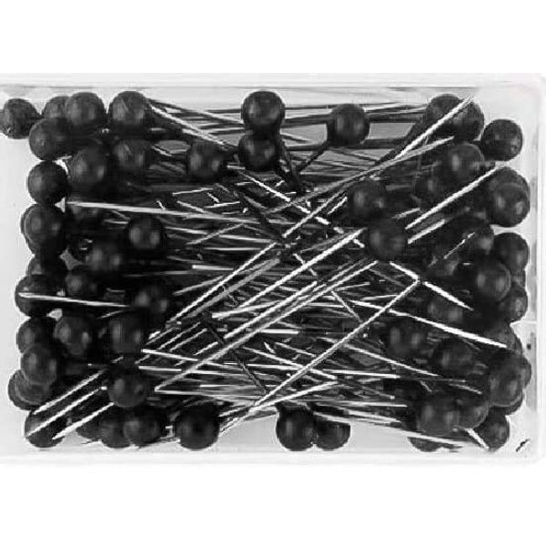 100Pcs x Black Size 1.5 Inch Or 4cm Sewing Pins Colourful Glass Ball Head Straight Quilting for Dressmaker Jewellery DIY Decoration, Art Craft and Projects (Black), One Size, (MS- MIX PINS)