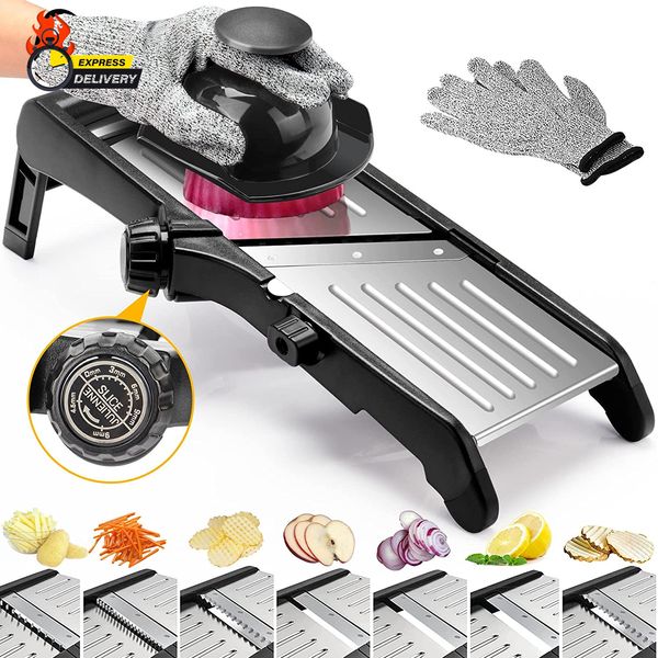 Mandoline Food Slicer for Kitchen, Adjustable Stainless Steel Mandoline Vegetabl