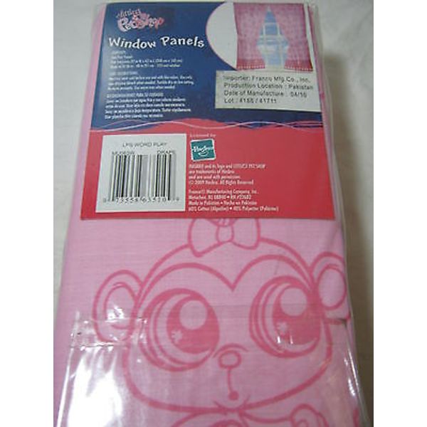 New Little Pet Shop World Play Window Drape Panel Pair 82x63 Pink NIP