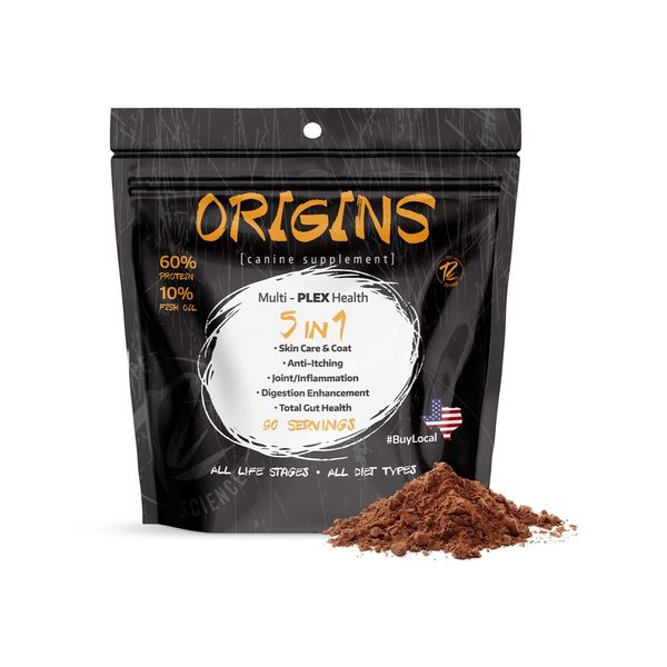 Origins 5-in-1 Dog Supplement - Powdered Food Topper w/Natural Omega 3 Fish O...