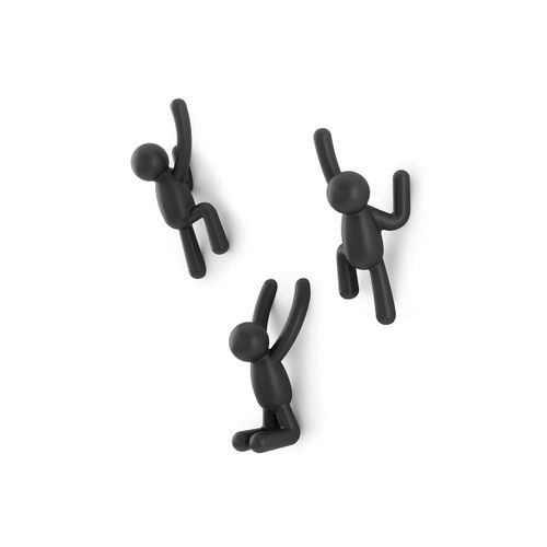 Umbra Buddy Wall Hooks – Decorative Wall Mounted Hooks for Hanging Coats, Scarves, Bags, Purses, Backpacks, Towels and More, Set of 3, Black, 10 Inch L x 7.5 Inch W x 3 Inch H