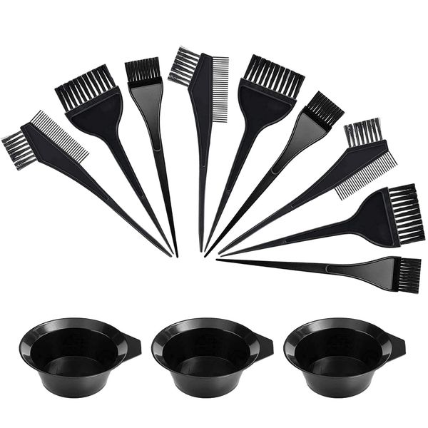 3 Sets Hair Dye Bowl And Brush Kit Hair Dye Bowl Tools For Hair Colouring Kit Hair Dye Brush And Mixing Bowl Set Dying Brushes Tint Comb Set For DIY Salon Hair Coloring Dying Brushes Hair Bleach Kit