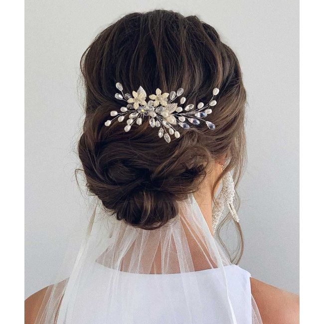 Unicra Haarnadeln für Hochzeit, Braut, Perlen, Kopfschmuck, silberfarbener Strass, Haarschmuck für Damen und Brautjungfer