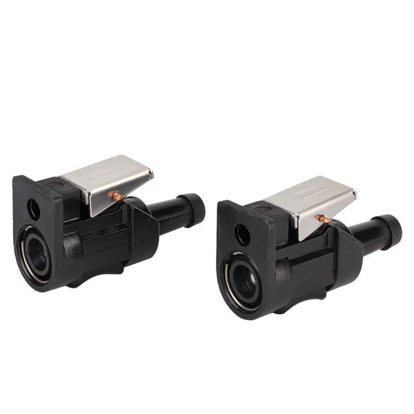 KIMISS 2Pcs Fuel Line Connector, ABS Fuel Hose Line Connector Fitting Fit for 8mm Outboard Marine Engine (Black)