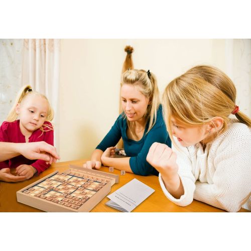 BOHS Wooden Sudoku Board Game with Drawer - with Book of 100 Sudoku Puzzles for Adults - Brain Teaser Desktop Toys
