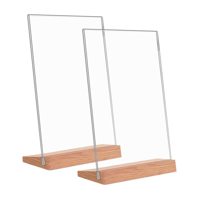 Set of 2 A4 Vertical Pop Stand Photo Frame Acrylic Sign Holder L Shape Photo Card Holder Clear Acrylic Menu Stand Pop Stand (A4)