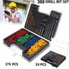 Heavy Duty Drill Bits & Wall Plug Set 300 Pieces Multi-Surface Bit Set with Box
