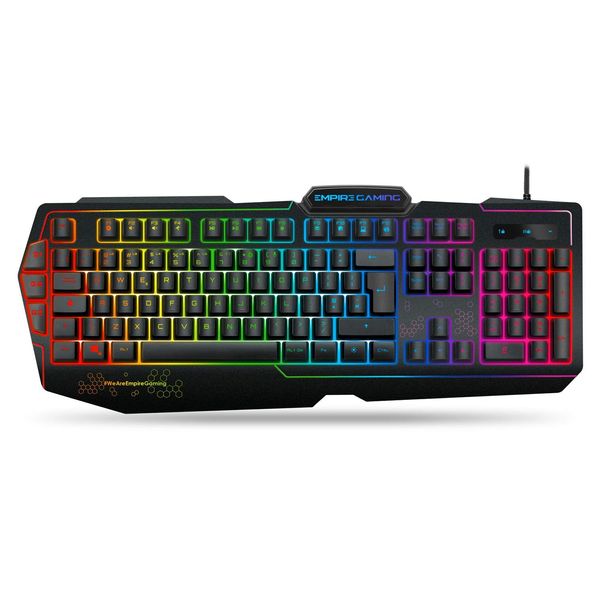EMPIRE GAMING - K900 Gaming Keyboard QWERTY - 105 Semi-Mechanical Keys - 9-Mode LED RGB Backlighting, Including 1 Customisable Mode - 19 Anti-ghosting Keys Gamer Keyboard