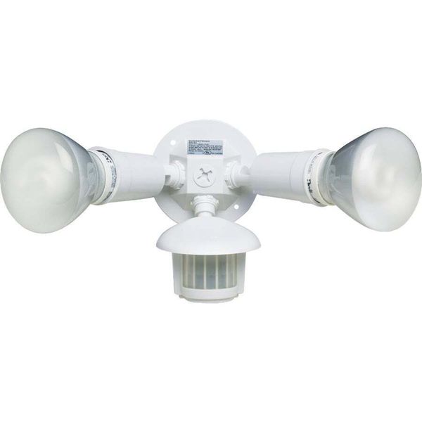 White Motion Sensing Dusk To Dawn Incandescent Floodlight Fixture