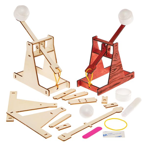 Baker Ross FN118 Holz-Trebuchet-Katapult-Set – 2er-Pack, STEM-Holz-Bastelsets für Kinder, Schulen und Lehrer