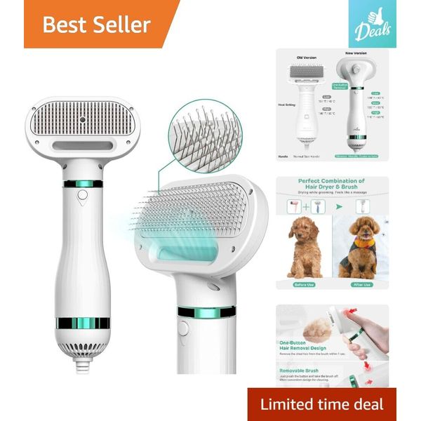 2-in-1 Pet Hair Dryer 2 with Slicker Brush - 3 Heat Settings - Portable & Safe