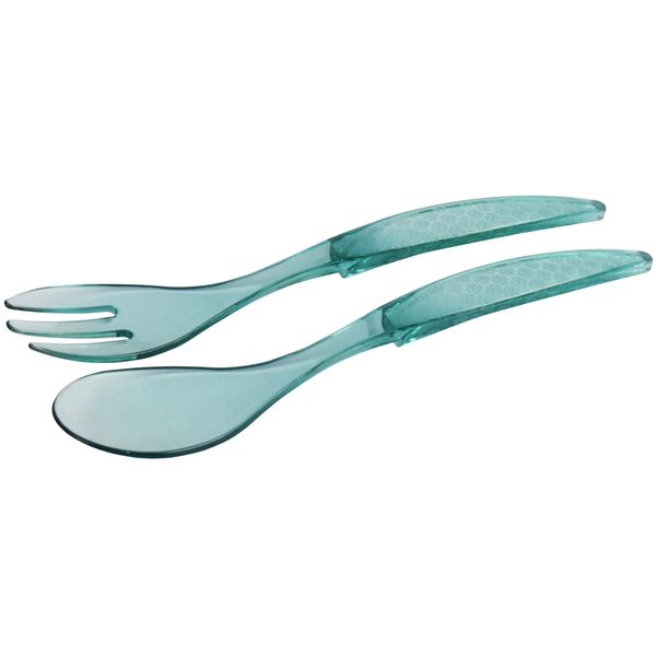 2 Pcs Pearl Salad Server Spoons Set Salad Mixing Dinner Fork and Spoon Long Handle Salad Tongs Kitchen Cooking Utensil Cutlery Set (Green)