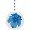 Carolina Hardware and Decor Blue Hibiscus Flower Solid Ceramic Fan Pull