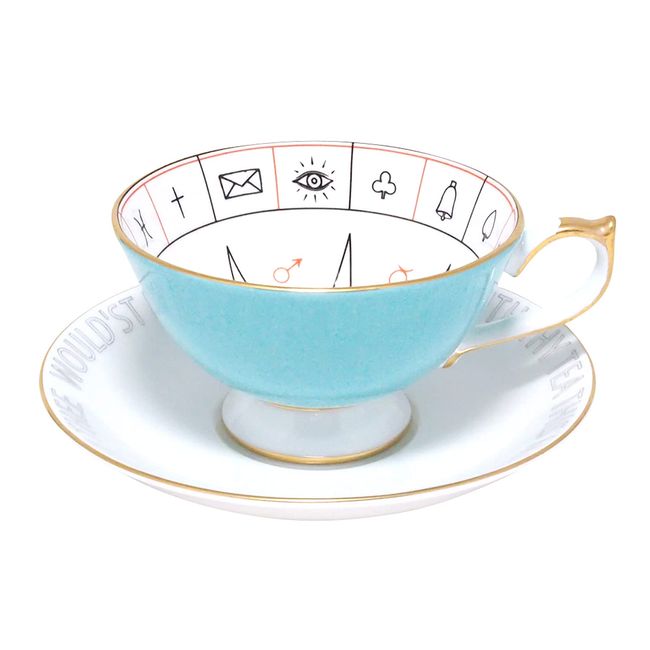 Ainsley Nellos Fortunetelling Tea Cup & Saucer 200ml Turquoise NLRS00001C