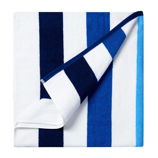 Bornbay Cotton Oversized Beach Towel - Extra Large 40"X70" Plush Thick Pool Towel, XL Fluffy Multi Blue Beach Towels Stripe Swimming Towel for Adults Mens Women