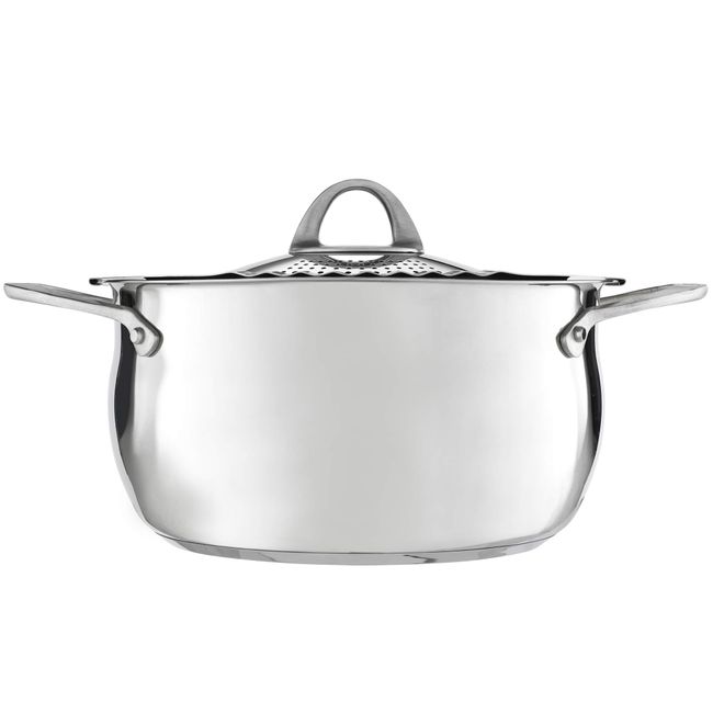 Bialetti Oval 6 Quart Multi Pot with Strainer Lid, Whole Pasta, Corn, Lobster, Stainless Steel