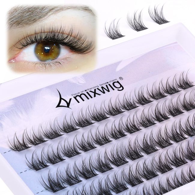 Cluster Lashes Wispy Individual Lashes C Curl Lash Clusters 10-12MM Mixed Lengths Natural Look DIY Eyelash Extensions at Home