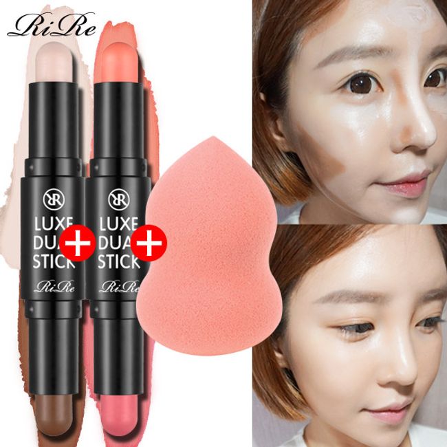 Lire Lux Dual Stick 1 + 1 + Water Puff Gift Makeup Shading Highlighter