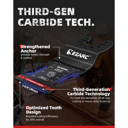 EZARC Carbide Oscillating Saw Blades, General Purpose Multitool Blades Quick Release for Metal, Nails, Wood, Plaster, Drywall and PVC, 3-Pack