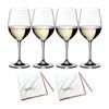 Riedel Vinum Viognier and Chardonnay Glass Set of 4 with Two Polishing Cloths