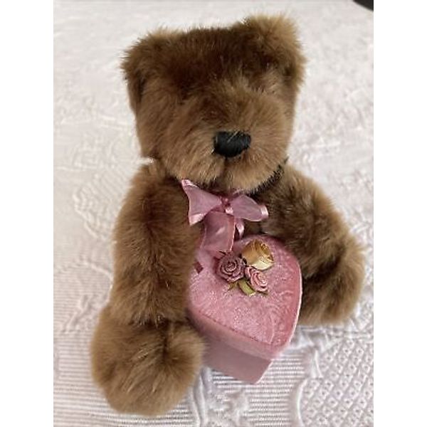 Dan Dee Teddy Bear Plush Pink Heart Gift Box Roses 6.5" Laura's Attic Sweetheart