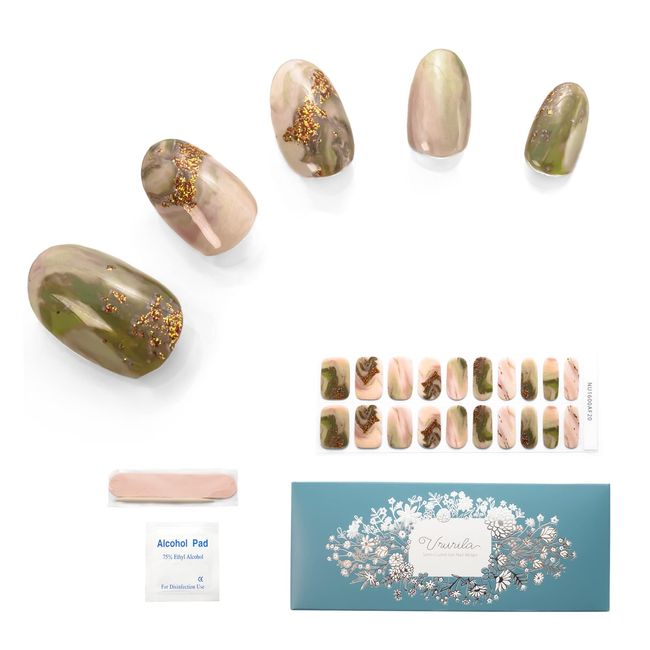 Ururila Moemi Nail Stickers, Curing Type, Gel Nails, Just Stick On, For Hands, 20. Moe Green