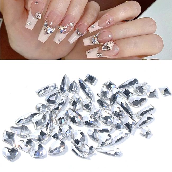 ADOFUN Rhinestone Color Rhinestone DIY Rhinestone Nail Art (About 100 Pieces) Nail Stone Decoration Parts Rhinestone (White)