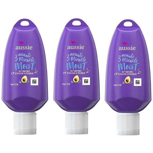 3-Pack Aussie Miracle Moist 3 Min Miracle Conditioner Avocado Dry Hair Repair