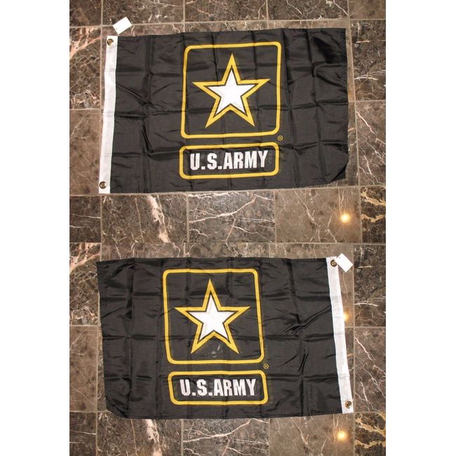 2x3 U.S. Army Star Black 2 Faced 2-ply Wind Resistant Flag 2'x3' Brass Grommets