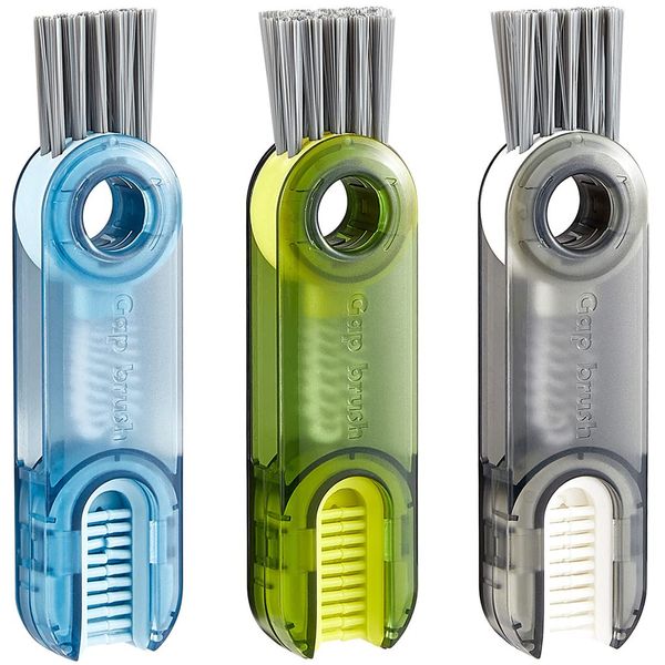 3 in 1 Tiny Cleaning Brush, 3 Pack Cup Lid Cleaner Brushes Set Mini Multi-Functional Crevice Cleaning Brush for Cleaning Baby Bottles, Narrow Neck Bottle, Sport Water Bottle, Tumbler, Glass Vase