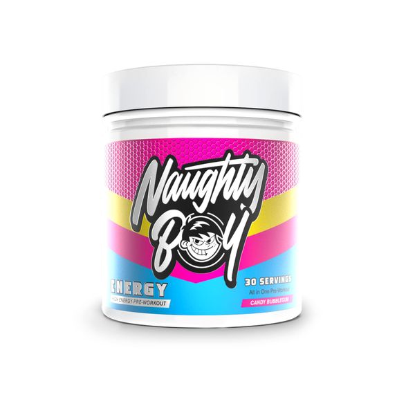 Naughty Boy High Energy Pre Workout Powder with Beta Alanine, Citrulline & Caffeine Supplements for Men & Women Clinically dosed Energy Drink- 390g/30 Servings (Candy Bubblegum)