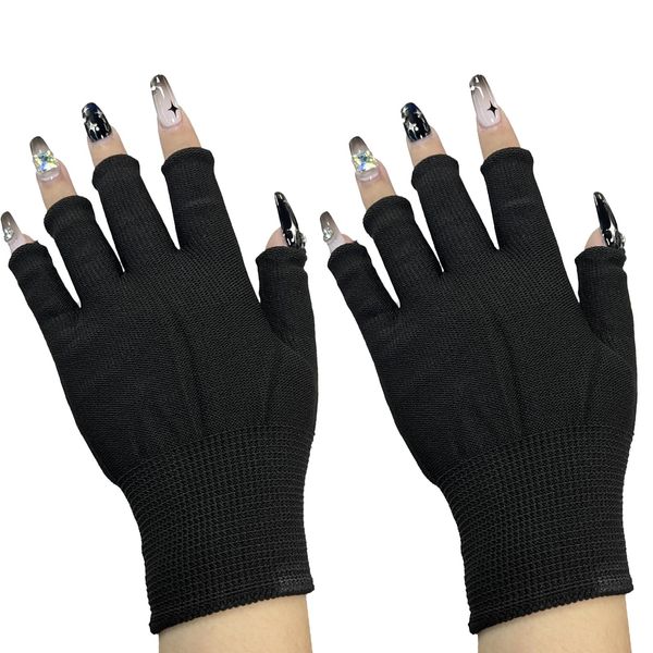 Guanti di Protezione UV per Manicure Gel, Guanti Senza Dita per Lampada per Unghie Gel, Guanti Anti-UV per Gel Nail, Guanti Cura Delle Unghie, Nail Art UV Protection Gloves, UV Shield Manicure Gloves