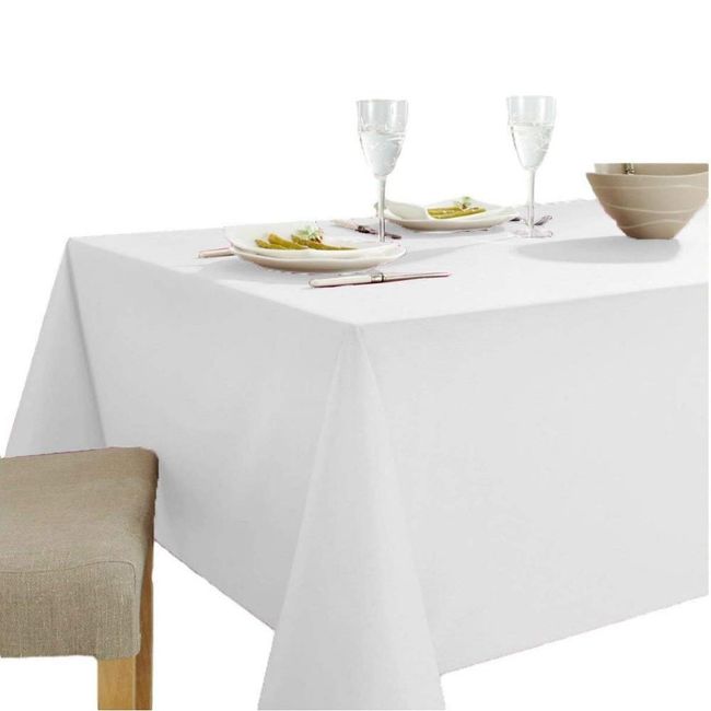 shopdp White Plain Tablecloth Table Cover 100% Cotton Rectangle Scandinavian Pastoral Style (180x140cm)