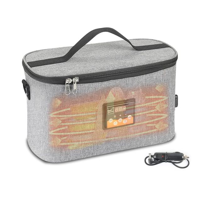 Aseech Bento Bag, Insulated Bag, Insulated Lunch Bag, Built-in Heater, Electric Heating Bag, Cold Storage Bag, For Cars, 1 Tier, 2.6 gal (8 L), Ultra Lightweight, Large Capacity, Water Repellent,