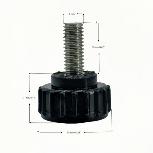 M5x12mm 304 Stainless Steel Threaded Knurled Thumbscrew Screw on Knobs Grips Black Round Clamping Screw, Black(20 Pcs)