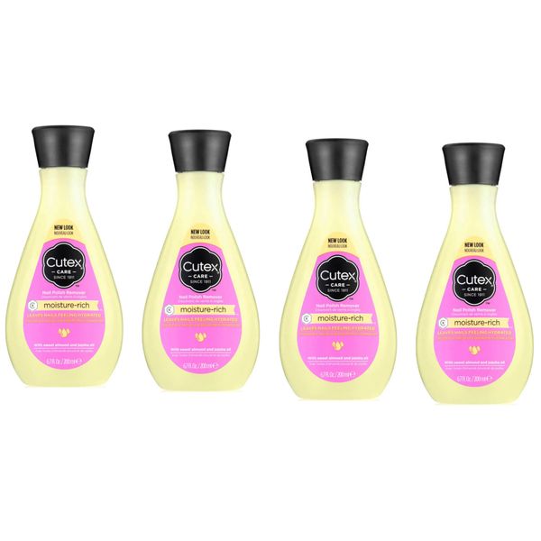 Cutex Care Nail Polish Remover Sweet Almond & Jojoba Oil 6.7 Fl. Oz. Pack of 4