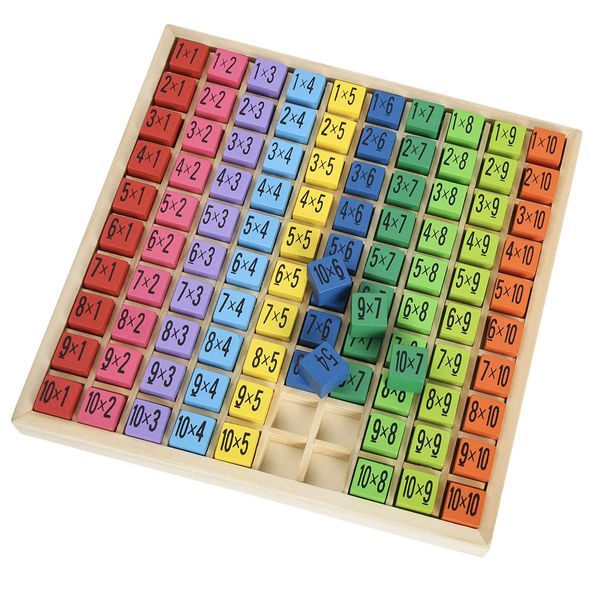 ROBUD Wooden Multiplication & Math Table Board Game, Kids Montessori Preschool Learning Toys Gift for Toddlers Aged 3 Years Old and Up - 100 Counting Wooden Building Blocks