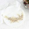 Handcess Leaves Bride Wedding Headbands Gold Crystal Headpieces Pearls Bridal Hair Accessories for Bride and Bridesmaids