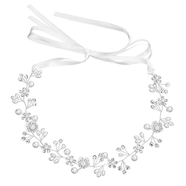 BIKPRST Bridal Crystal Beads Bohemian Headpiece Leaves Vine Flower Wedding Headpiece (Silver)