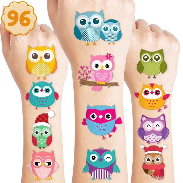 Owl Temporary Tattoos Stickers | Birthday Party Supplies Decorations 96PCS Tattoos Stickers Cute Party Favors Kids Girls Boys Gifts Classroom School Prizes Themed Christmas