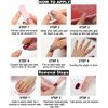 RUNRAYAY Blue Flower Press on Nails Medium with French Tips, Fack Nails for Women Girls, Nude Nails Press on Full Cover Nails Tips for Spring Summer Salon Nail